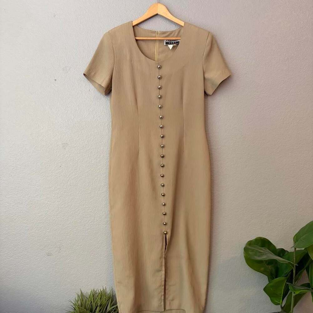 Women's Tan and Cream Dress